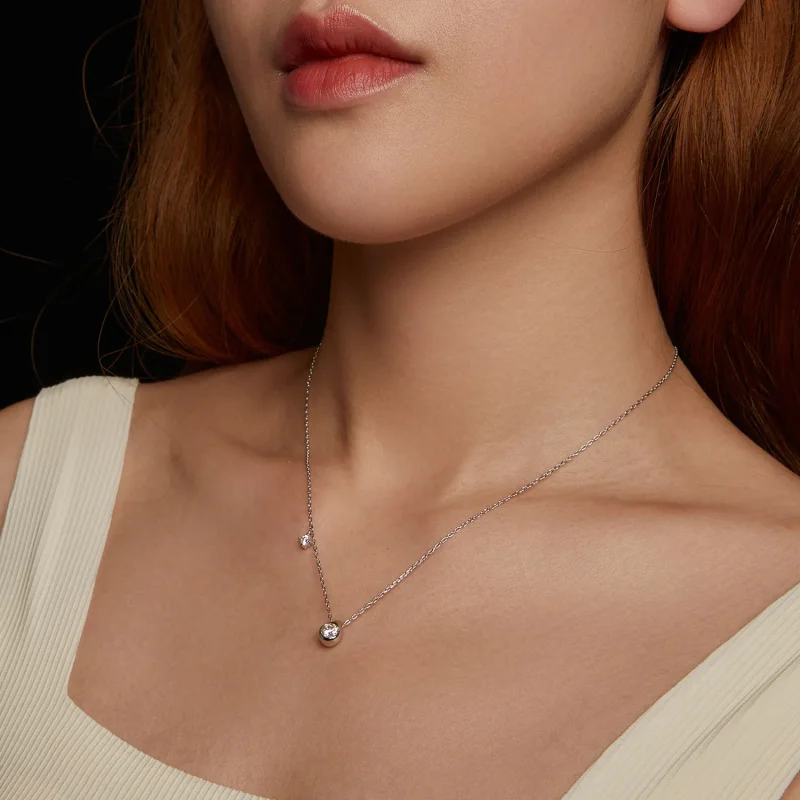 (image for) PANDORA Style 0.5ct Moissanite drop necklace (with one certificate) - MSN037 - View 8