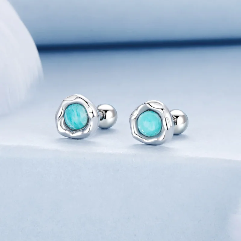 (image for) PANDORA Style Amazonite earrings - BSE1056 - View 2