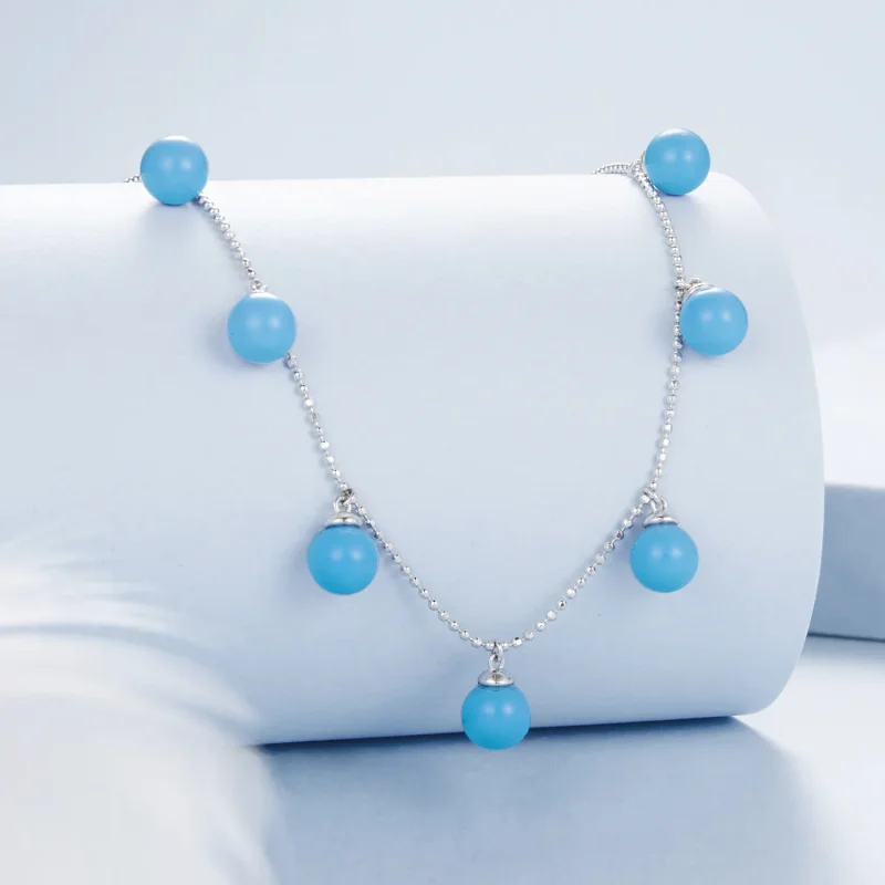 (image for) PANDORA Style Blue turquoise clavicle necklace - BSN405 - View 2