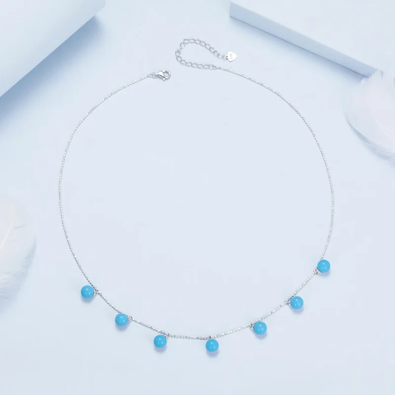 (image for) PANDORA Style Blue turquoise clavicle necklace - BSN405 - View 4