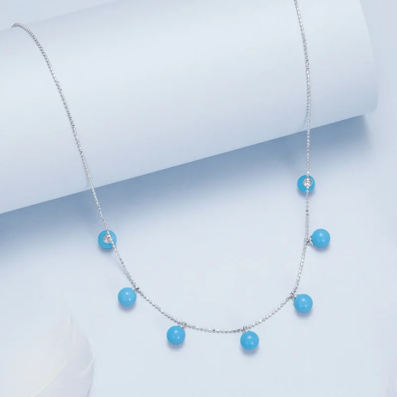 (image for) PANDORA Style Blue turquoise clavicle necklace - BSN405 - View 5