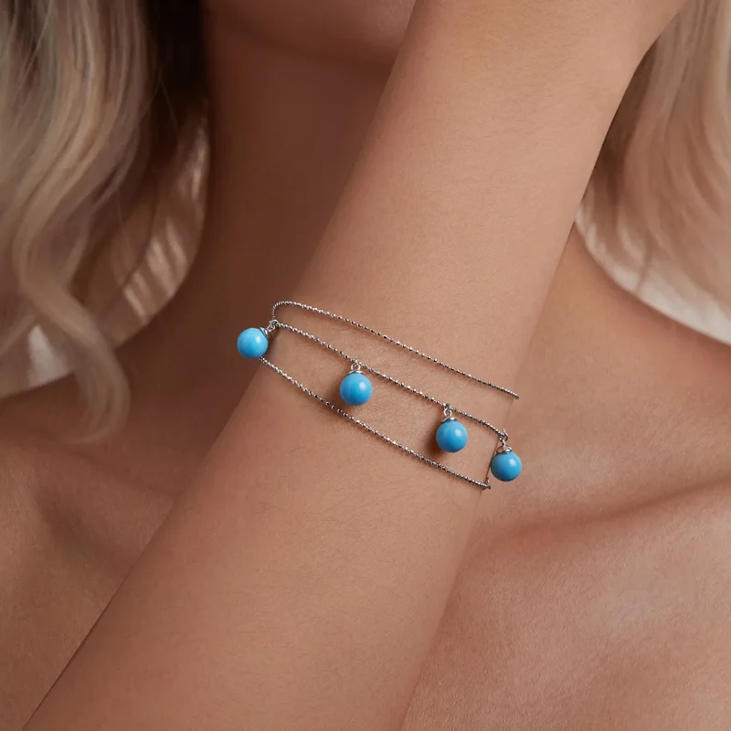 (image for) PANDORA Style Blue turquoise clavicle necklace - BSN405 - View 7