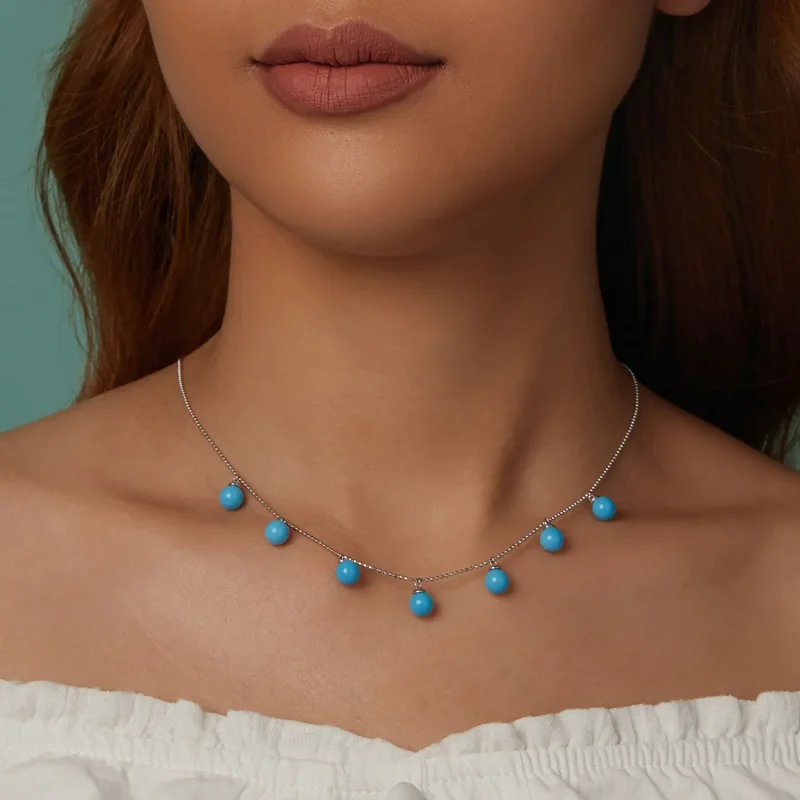 (image for) PANDORA Style Blue turquoise clavicle necklace - BSN405 - View 11