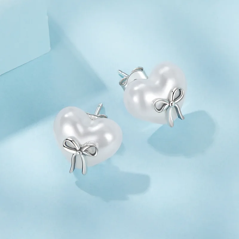 (image for) PANDORA Style Bow Heart Earrings - SCE1810 - View 3