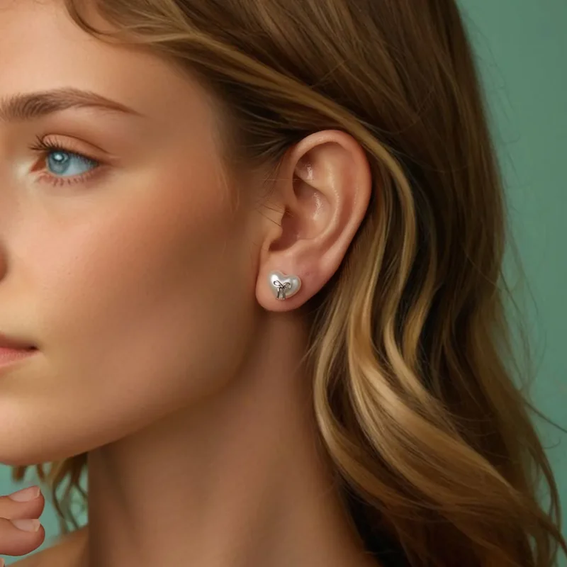 (image for) PANDORA Style Bow Heart Earrings - SCE1810 - View 8