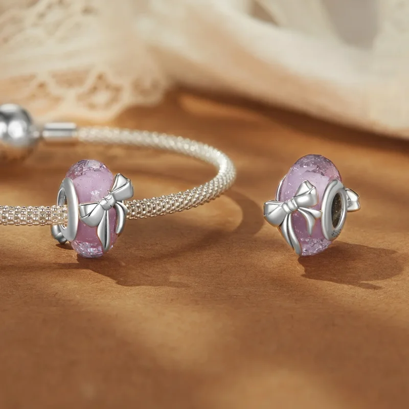 (image for) PANDORA Style Bowknot glass beads - BSC1057 - View 4