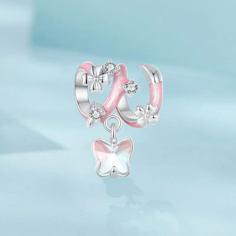 (image for) PANDORA Style Butterfly Love Flower Beads - SCC2828 - View 2