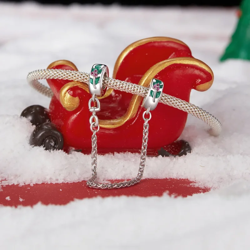 (image for) PANDORA Style Christmas Holly Safety Chain - SCC2918 - View 2
