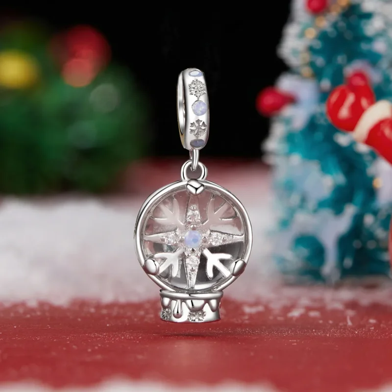 (image for) PANDORA Style Christmas Snowflake Crystal Ball Pendant - SCC2917 - View 2
