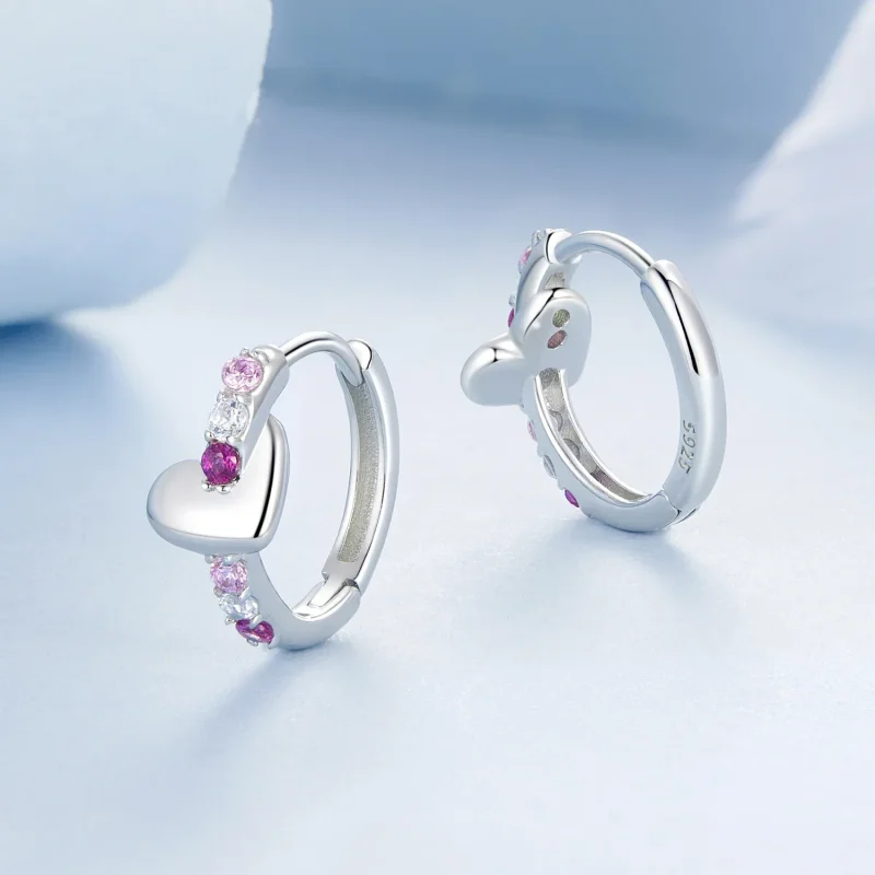 (image for) PANDORA Style Colorful heart earrings - BSE1049 - View 3