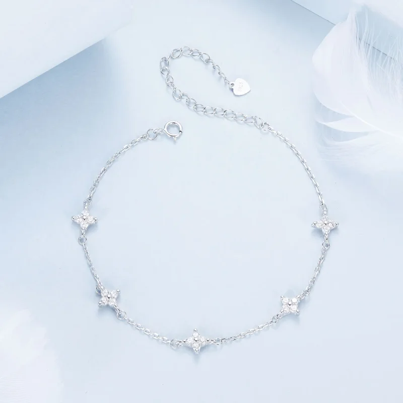 (image for) PANDORA Style Four Leaf Clover Anklet - BST008 - View 3