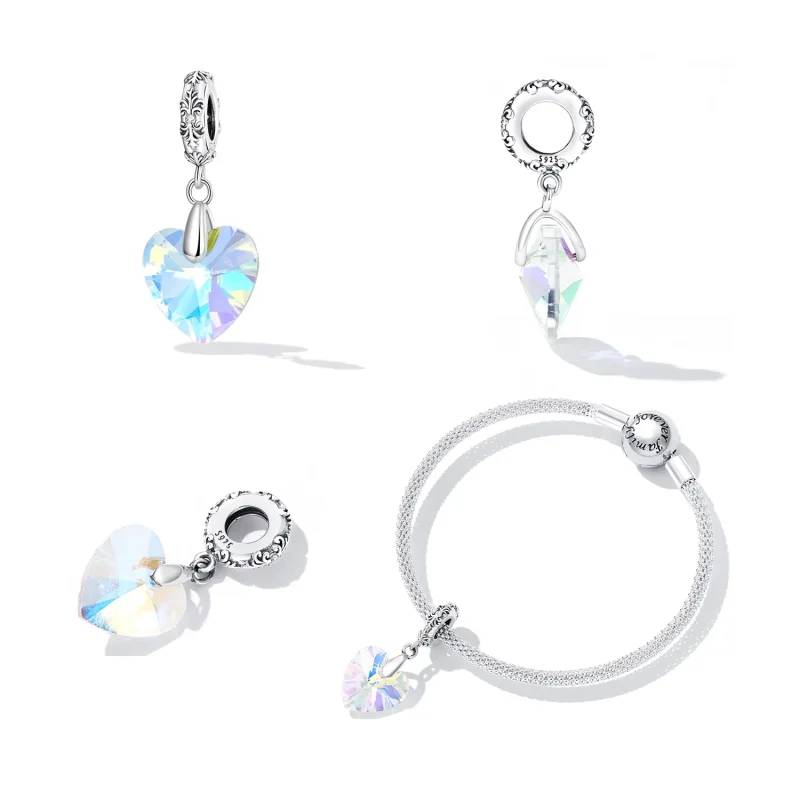(image for) PANDORA Style Glass Heart Beads - BSC602 - View 2