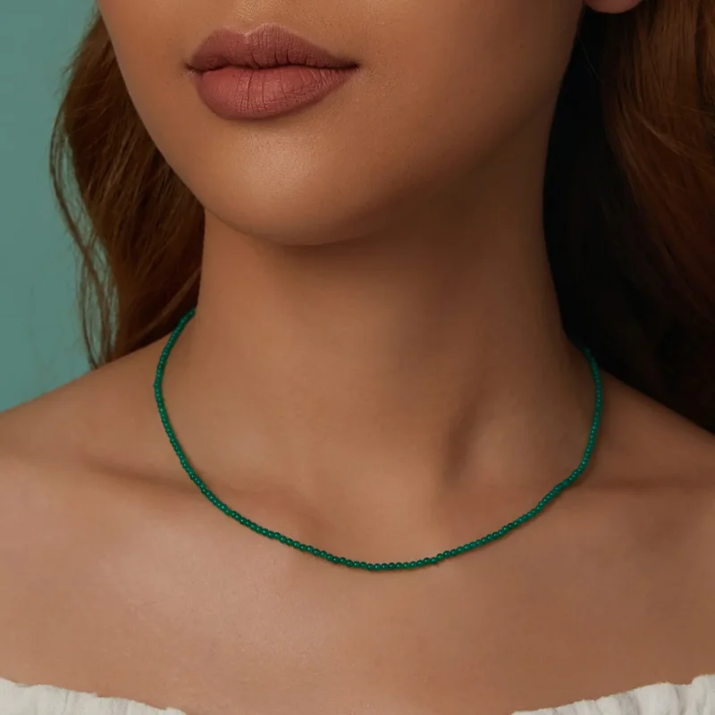 (image for) PANDORA Style Green agate clavicle necklace - BSN403 - View 3