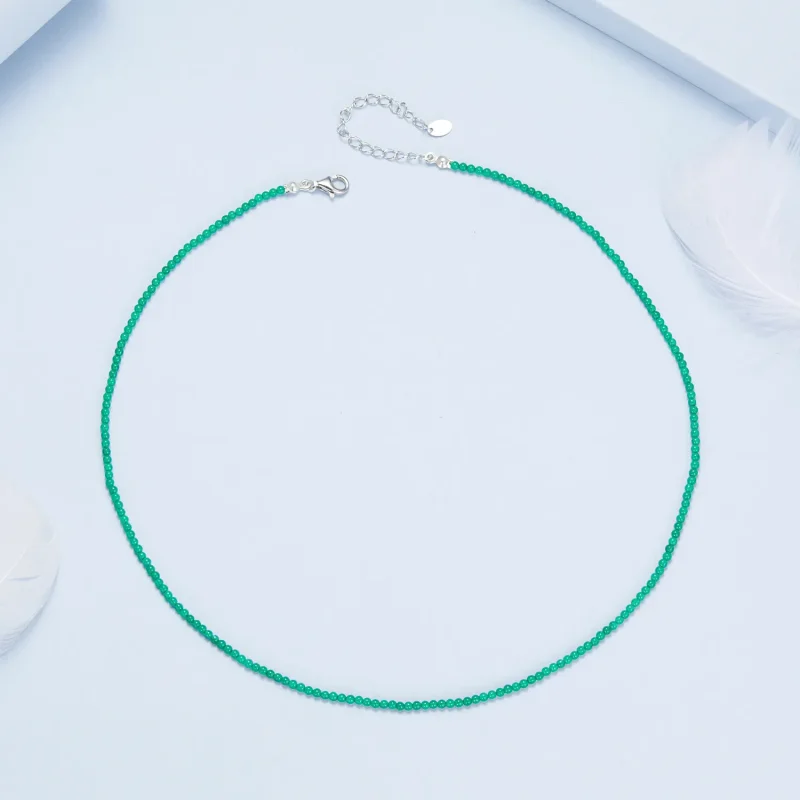 (image for) PANDORA Style Green agate clavicle necklace - BSN403 - View 4