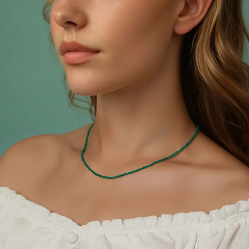(image for) PANDORA Style Green agate clavicle necklace - BSN403 - View 8