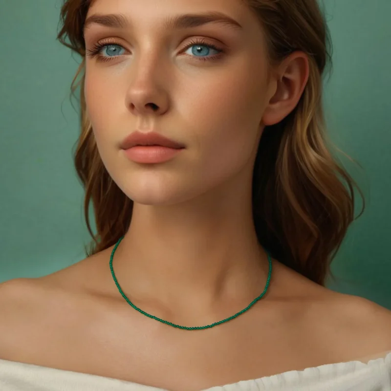 (image for) PANDORA Style Green agate clavicle necklace - BSN403 - View 9