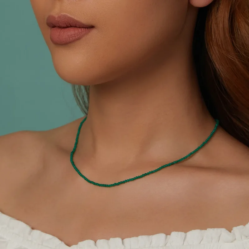 (image for) PANDORA Style Green agate clavicle necklace - BSN403 - View 11