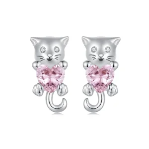 (image for) PANDORA Style Heart Cat Earrings - SCE1773