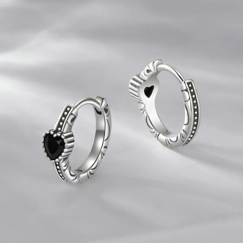 (image for) PANDORA Style Heart of Night Earrings - SCE1800 - View 3