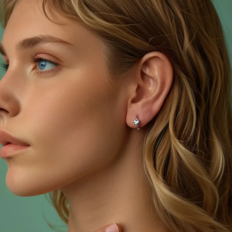 (image for) PANDORA Style Heart of the Sea Earrings - BSE1099 - View 6
