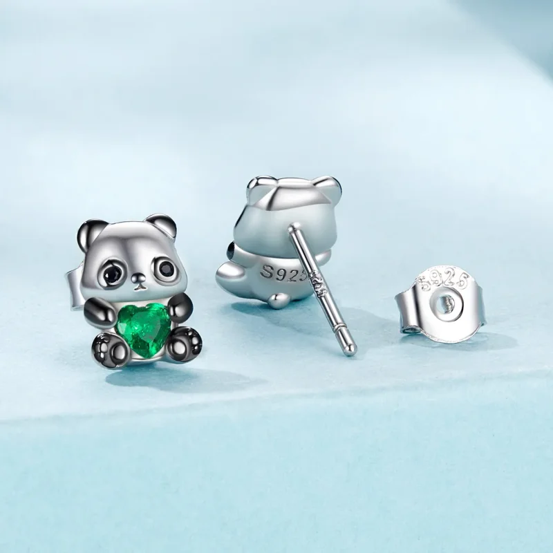 (image for) PANDORA Style Heart Panda Earrings - SCE1775 - View 2