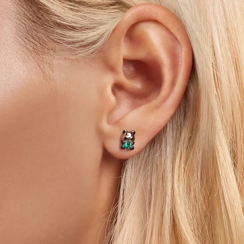 (image for) PANDORA Style Heart Panda Earrings - SCE1775 - View 5