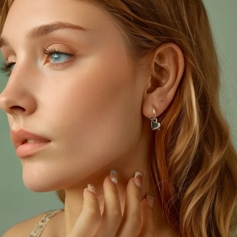 (image for) PANDORA Style Heart-piercing earrings - BSE1082 - View 7