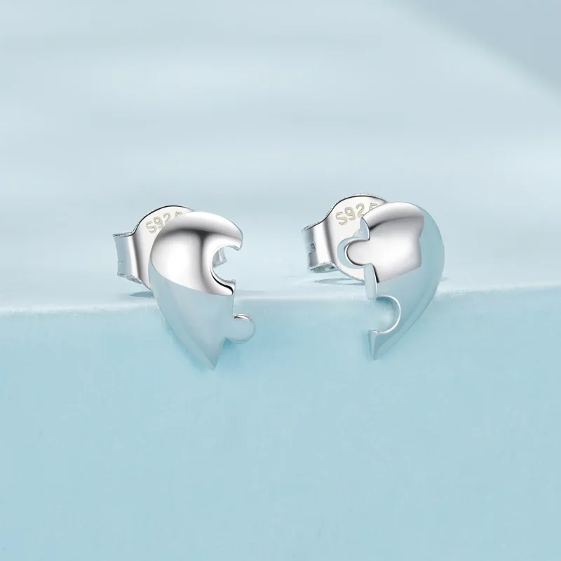 (image for) PANDORA Style Heart puzzle earrings - SCE1770 - View 2