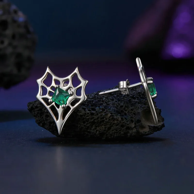 (image for) PANDORA Style Heart-Shaped Spider Web Earrings - SCE1797 - View 4