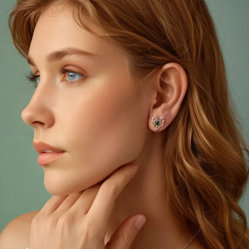 (image for) PANDORA Style Heart-Shaped Spider Web Earrings - SCE1797 - View 7