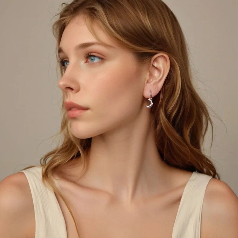 (image for) PANDORA Style Moon Earrings - SCE1778 - View 7