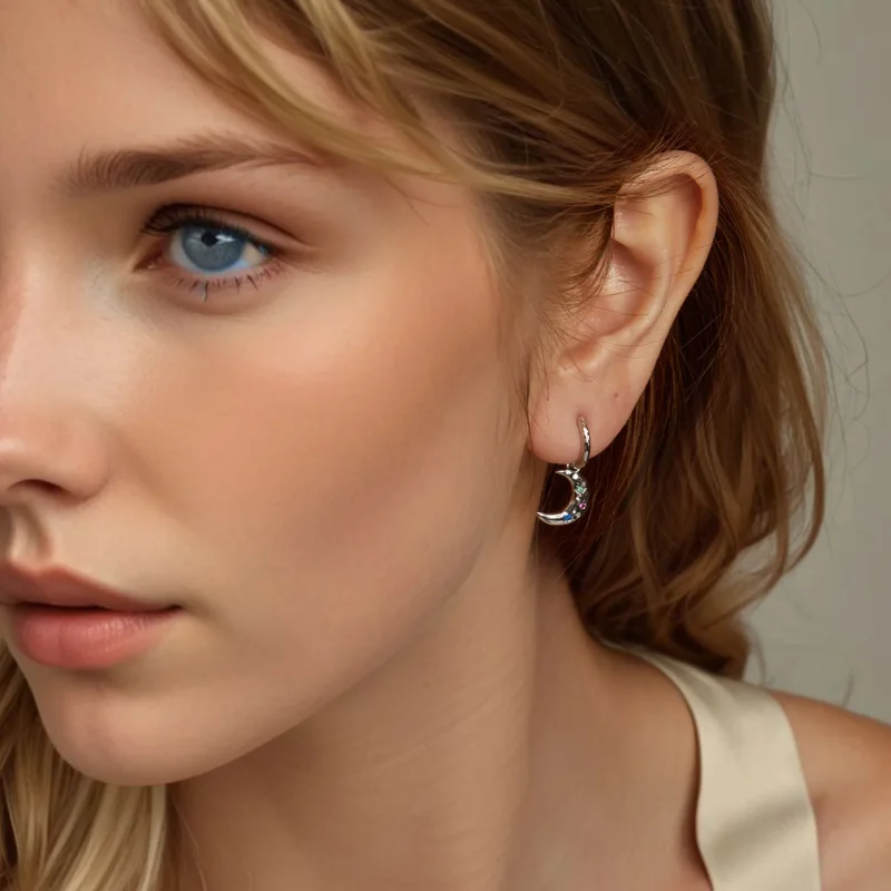 (image for) PANDORA Style Moon Earrings - SCE1778 - View 8
