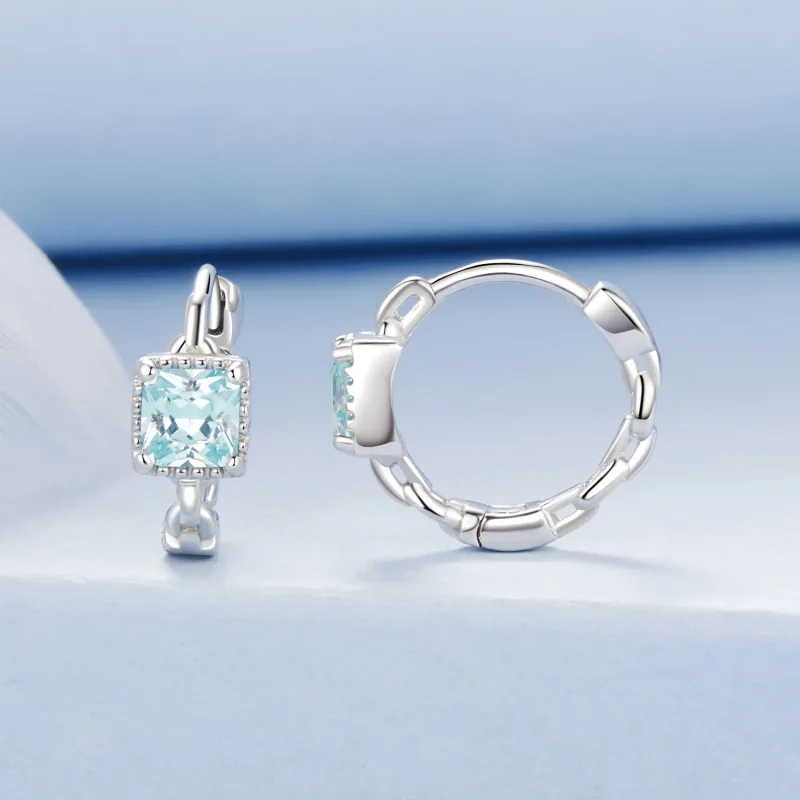 (image for) PANDORA Style Navy Princess Square Earrings - BSE1100 - View 2