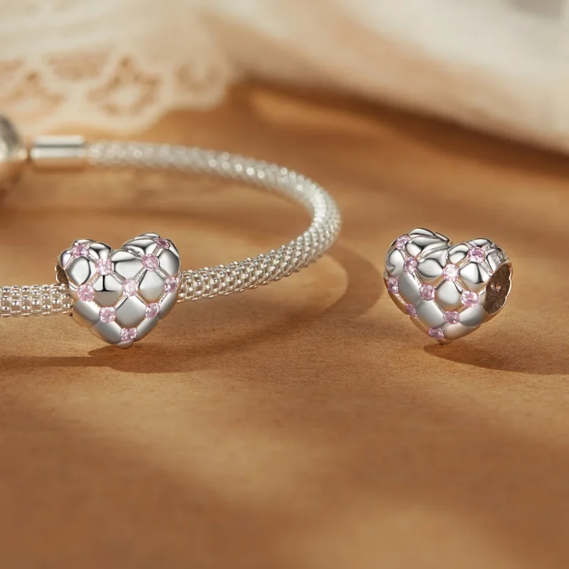 (image for) PANDORA Style Pink diamond heart beads - BSC1054 - View 4