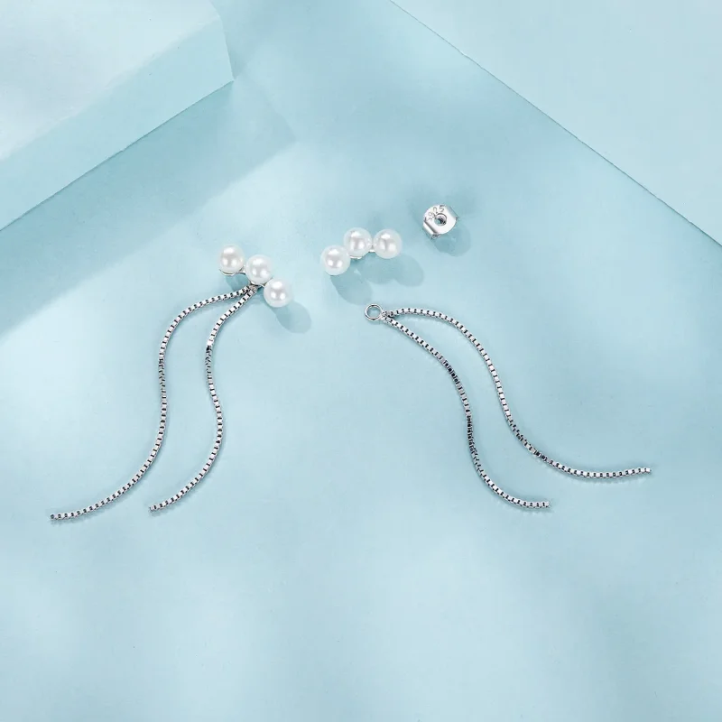(image for) PANDORA Style Shell Pearl Tassel Earrings - SCE1777 - View 3