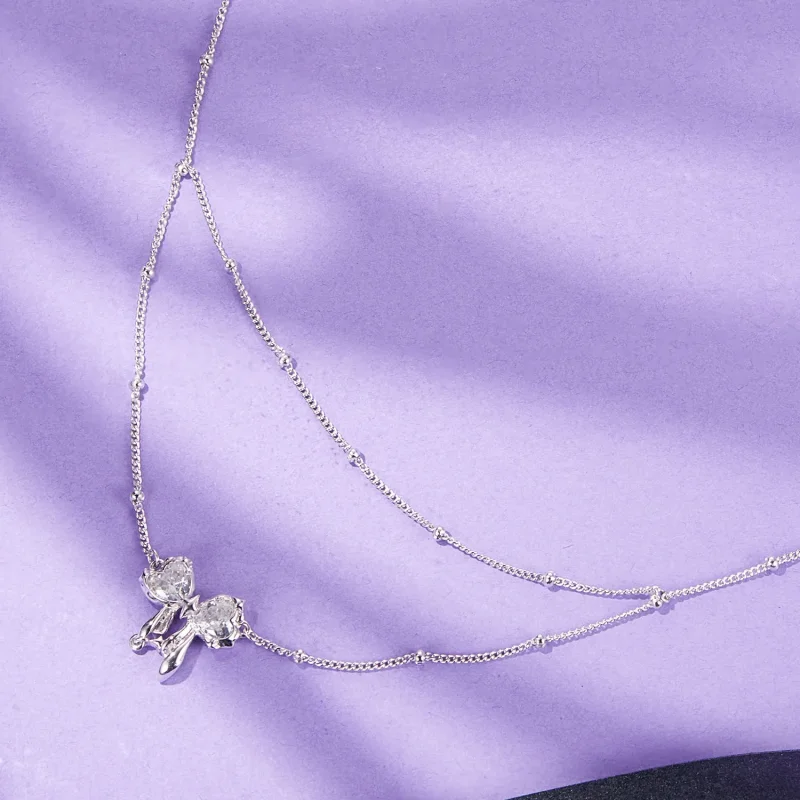 (image for) PANDORA Style Shining Bow Necklace Chain - BSN398 - View 3
