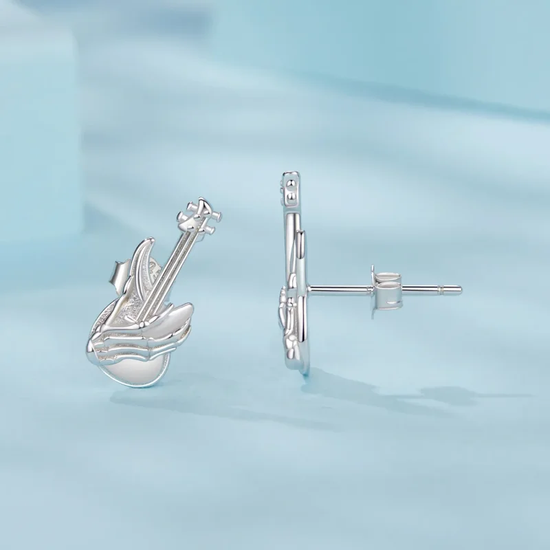 (image for) PANDORA Style Skeleton Hand Bass Earrings - SCE1806 - View 4