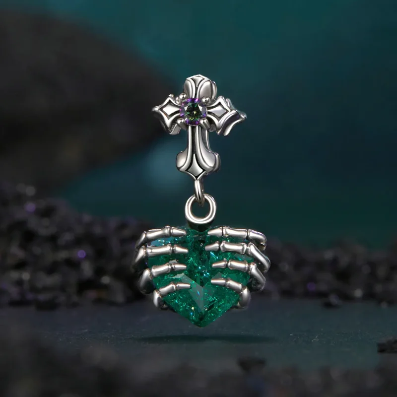 (image for) PANDORA Style Skull Heart Pendant - BSC1061 - View 2