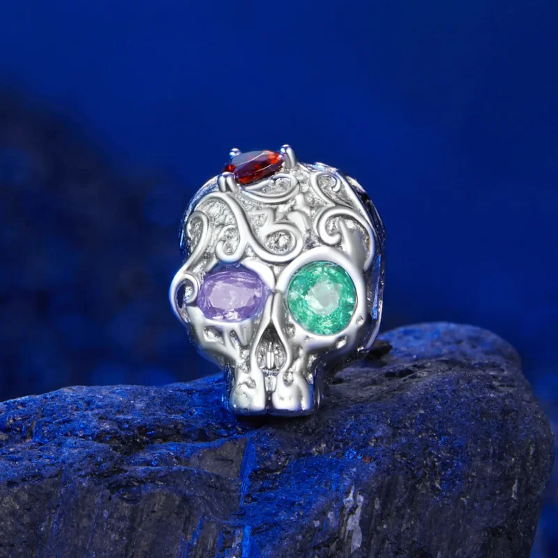 (image for) PANDORA Style Skull with floral pattern - SCC2893 - View 2