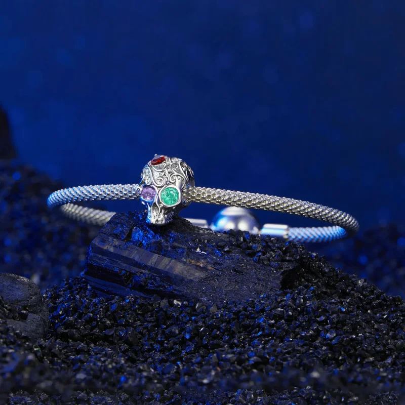 (image for) PANDORA Style Skull with floral pattern - SCC2893 - View 5