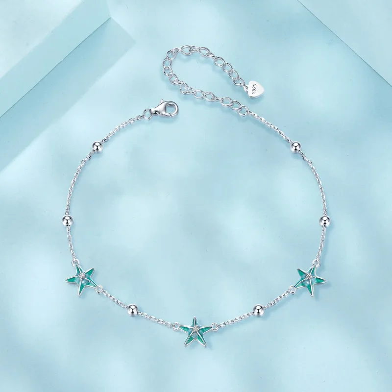 (image for) PANDORA Style Starfish Teal Anklet - SCT026 - View 3