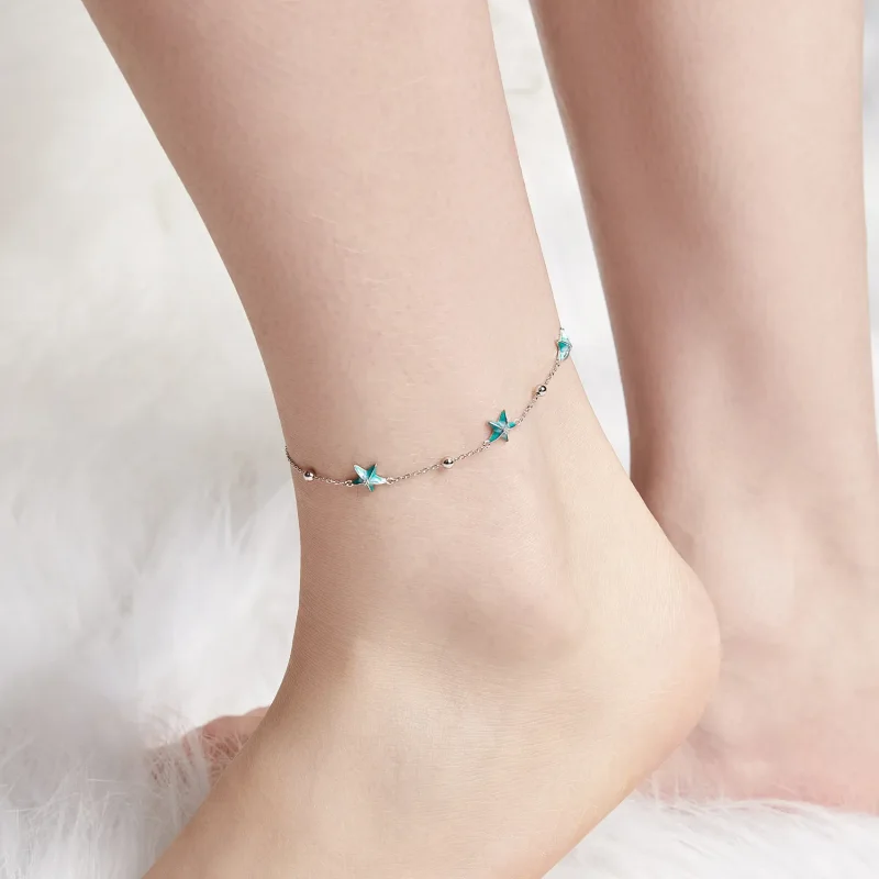 (image for) PANDORA Style Starfish Teal Anklet - SCT026 - View 5