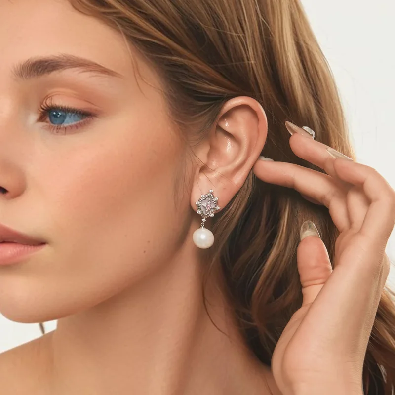(image for) PANDORA Style Starlight pink earrings - YIE246 - View 8