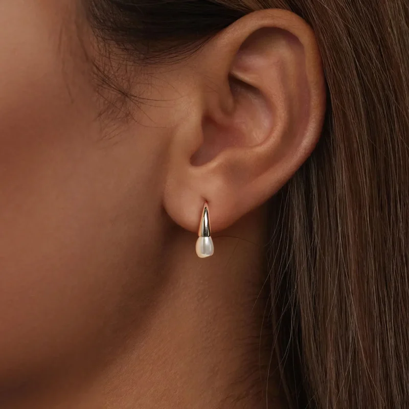 (image for) PANDORA Style Teardrop Pearl Earrings - BSE1054 - View 6