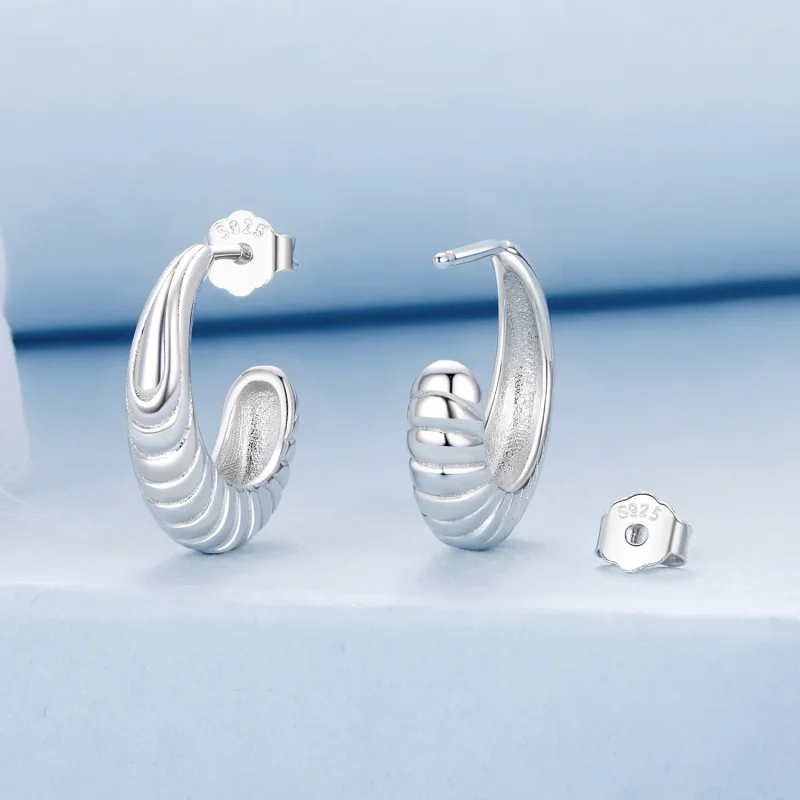 (image for) PANDORA Style Temperament texture earrings - BSE1058 - View 2