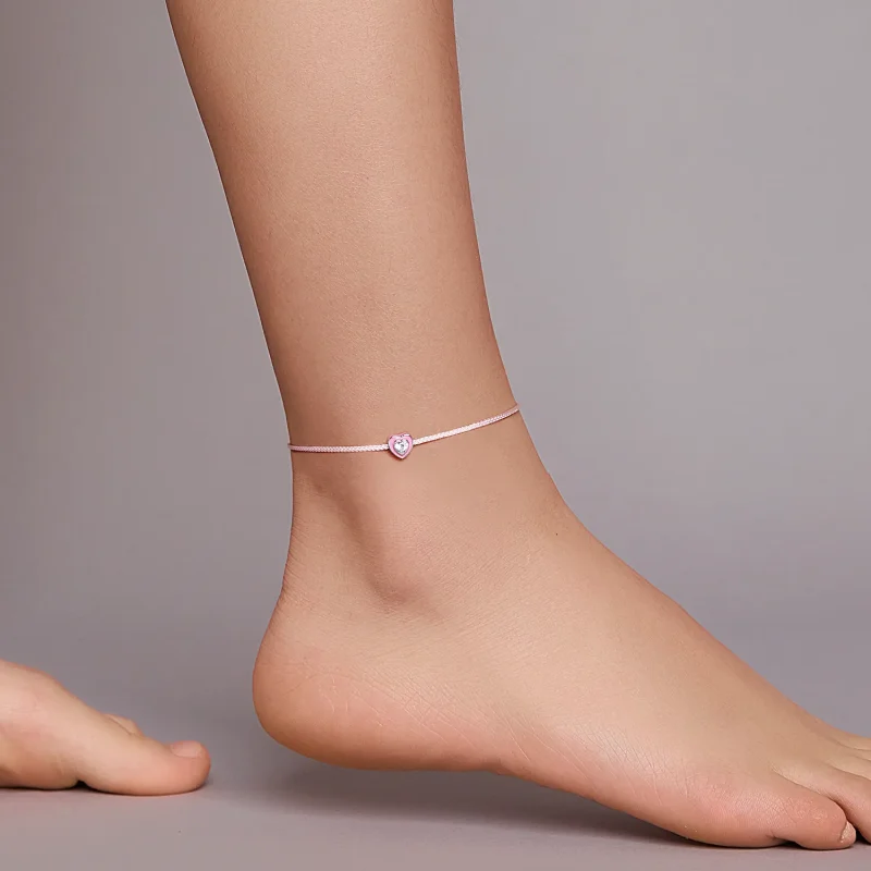 (image for) Pandora Style Pink Heart Anklet - SCT022 - View 5