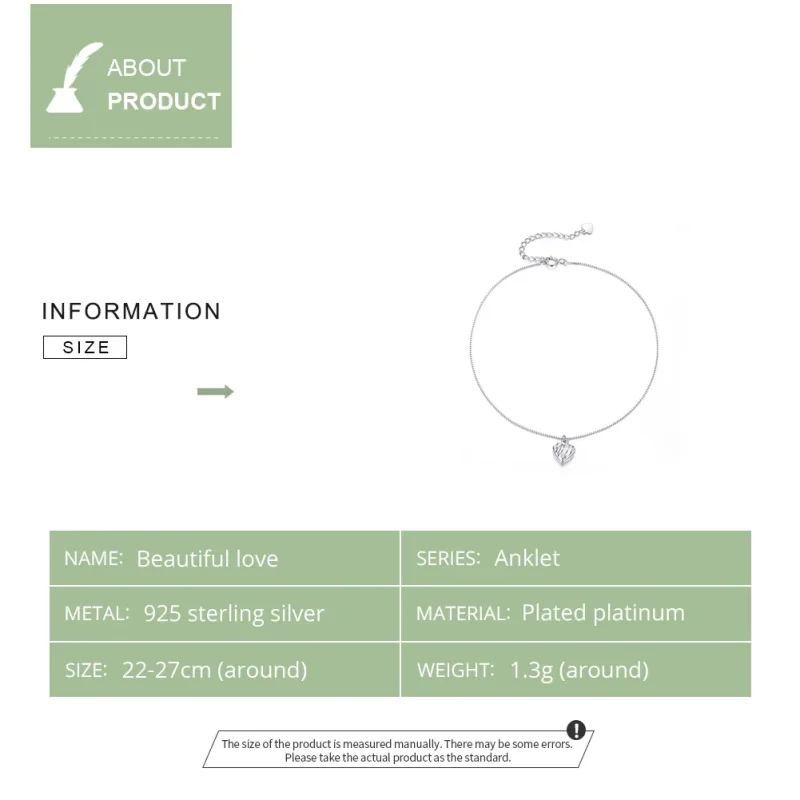 (image for) Silver Beautiful Love Anklet - SCT013 - View 5