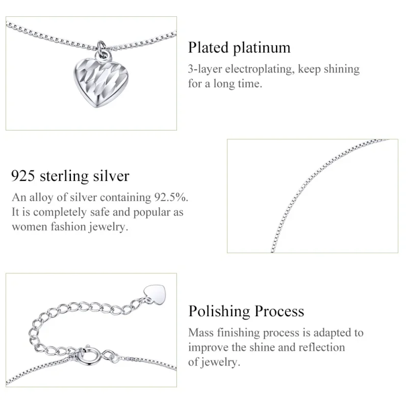 (image for) Silver Beautiful Love Anklet - SCT013 - View 6