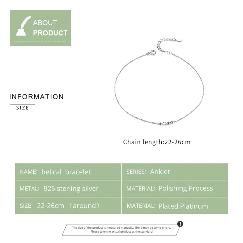 (image for) Silver Helical Anklet - SCT007 - View 5