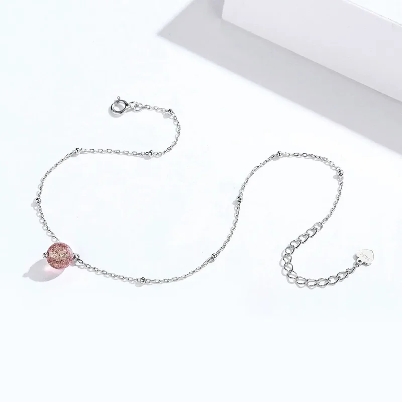 (image for) Silver Quartz Strawberry Anklet - SCT012 - View 2